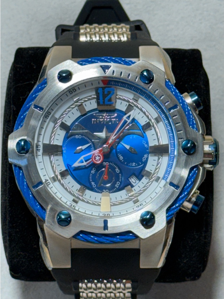 Invicta Marvel 25988 Blue And Silver Chronograph Sport Watch